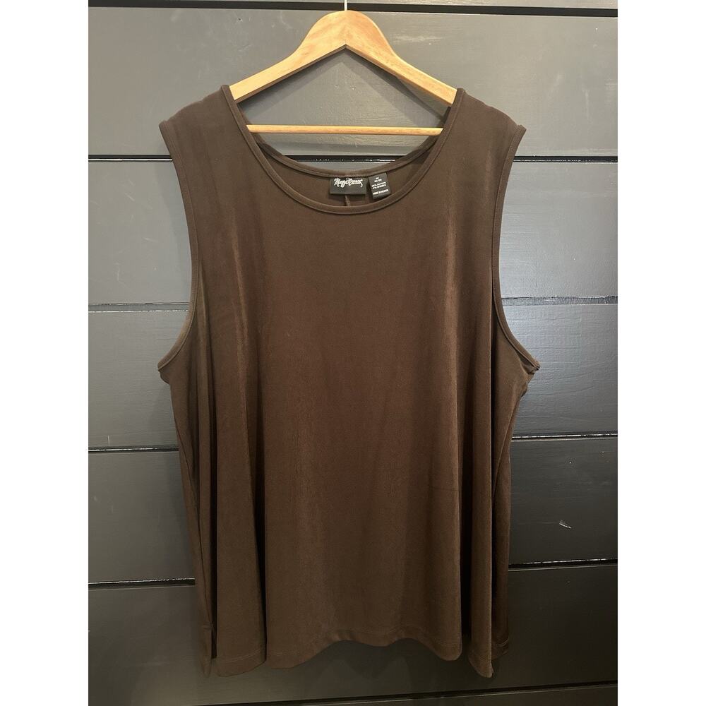 Maggie Barnes Womens Tank Top 3X Chocolate Travel Stretch Slinky Layer